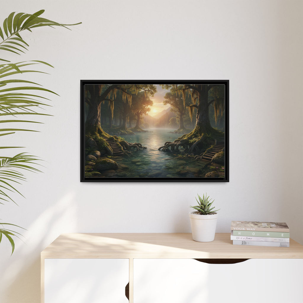 Framed Matte Canvas Art - Step In To The Water