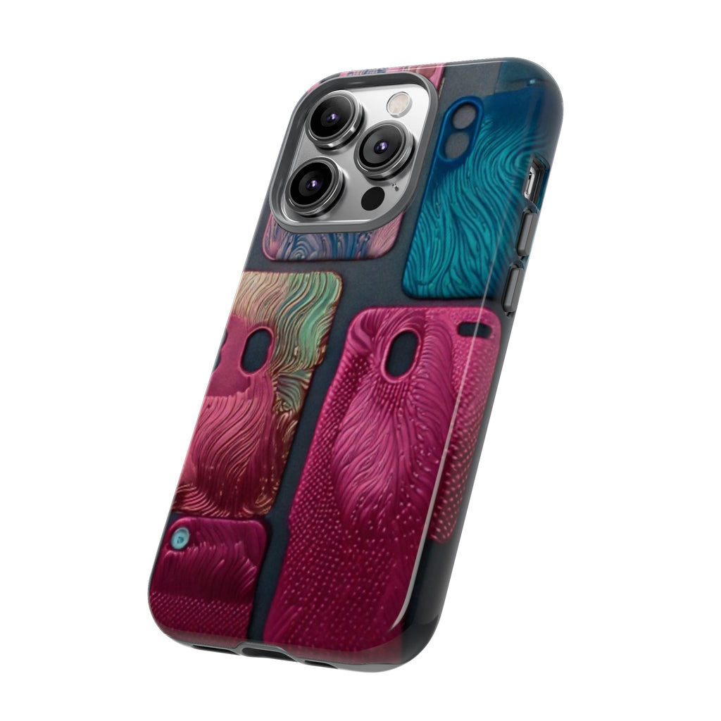 Tough Case - Colorful Textured Phone Case (Protective, Artistic Swirl Design)