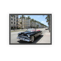 Vintage Convertible on Ocean Drive Framed Poster – Retro Classic Car Wall Art