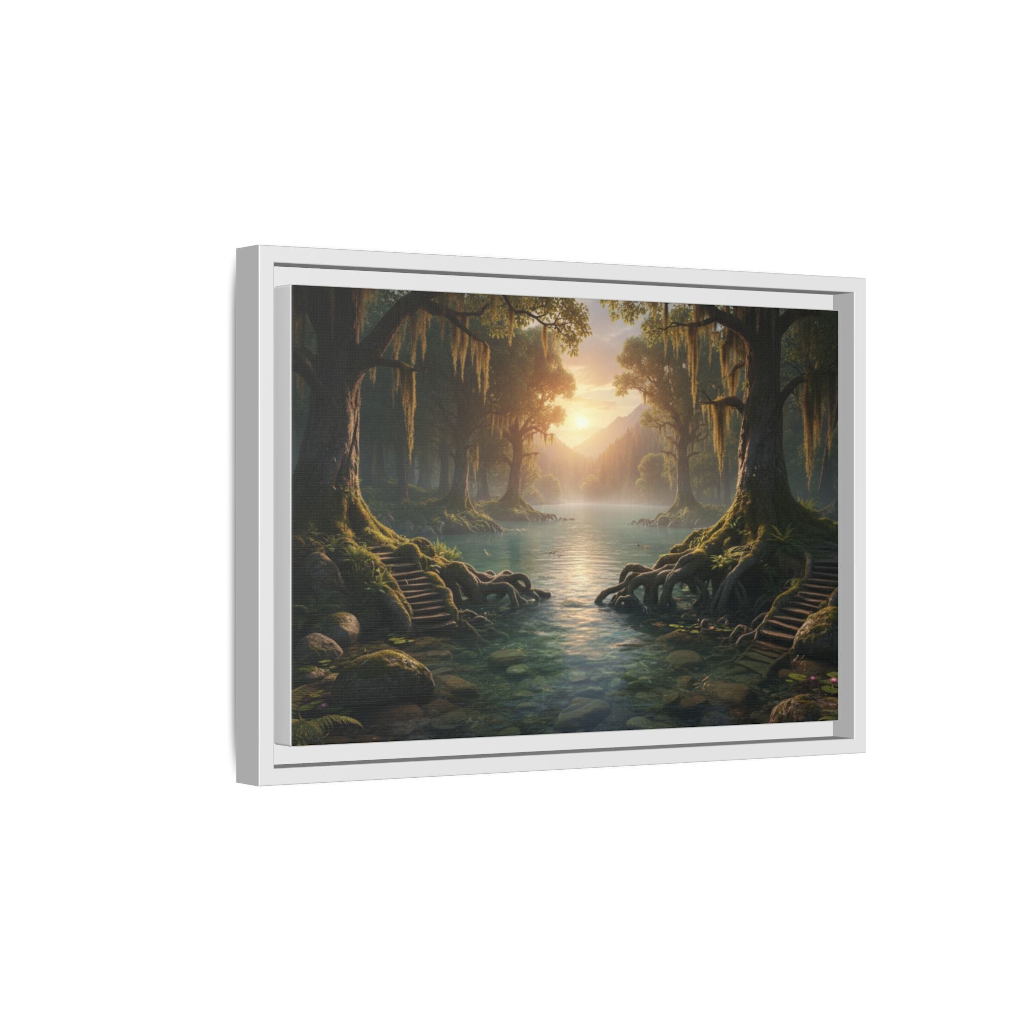 Framed Matte Canvas Art - Step In To The Water