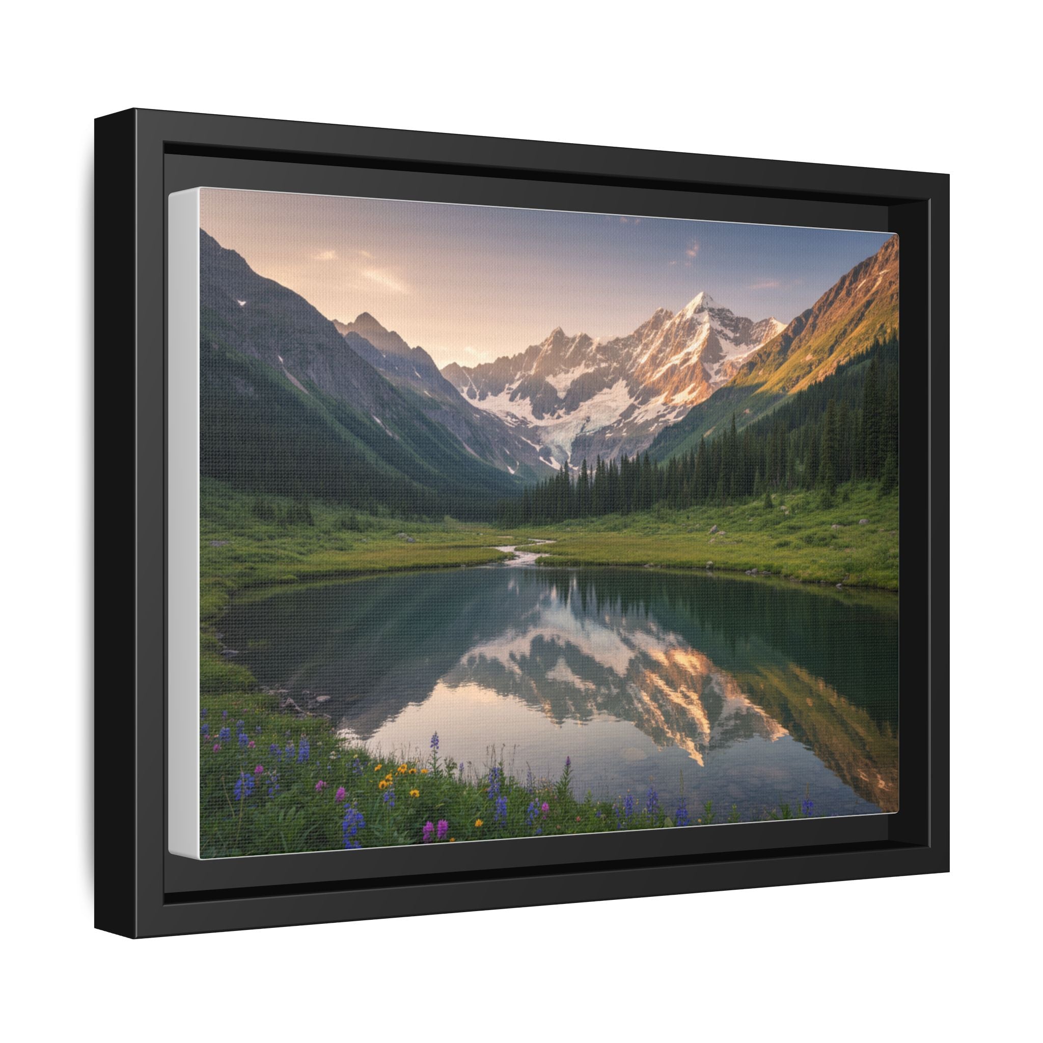 Matte Framed Canvas - Mountain Lake Landscape Wall Art