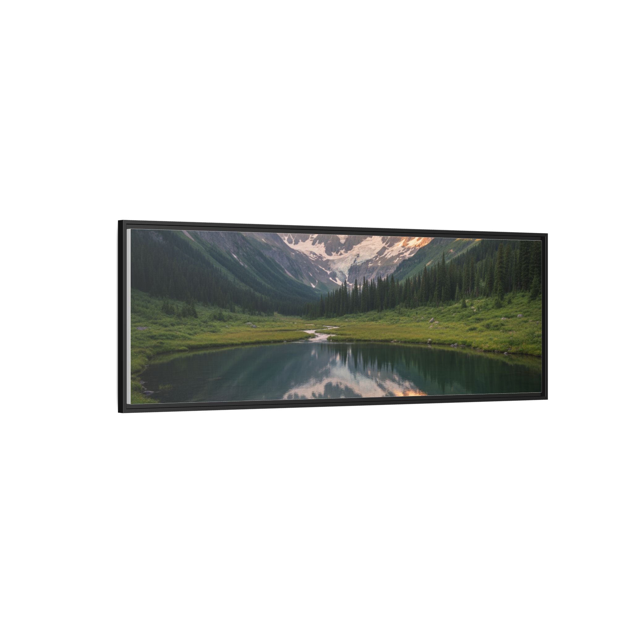 Matte Framed Canvas - Mountain Lake Landscape Wall Art