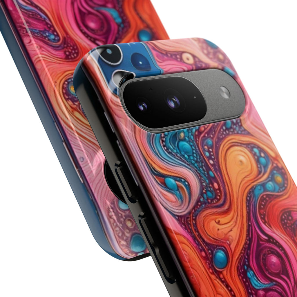 Abstract Swirl Tough Phone Case — Colorful Liquid Art Protective Cover