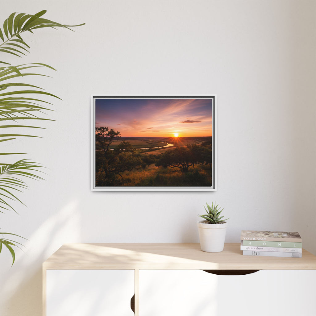 Sunset River Matte Canvas Framed Wall Art