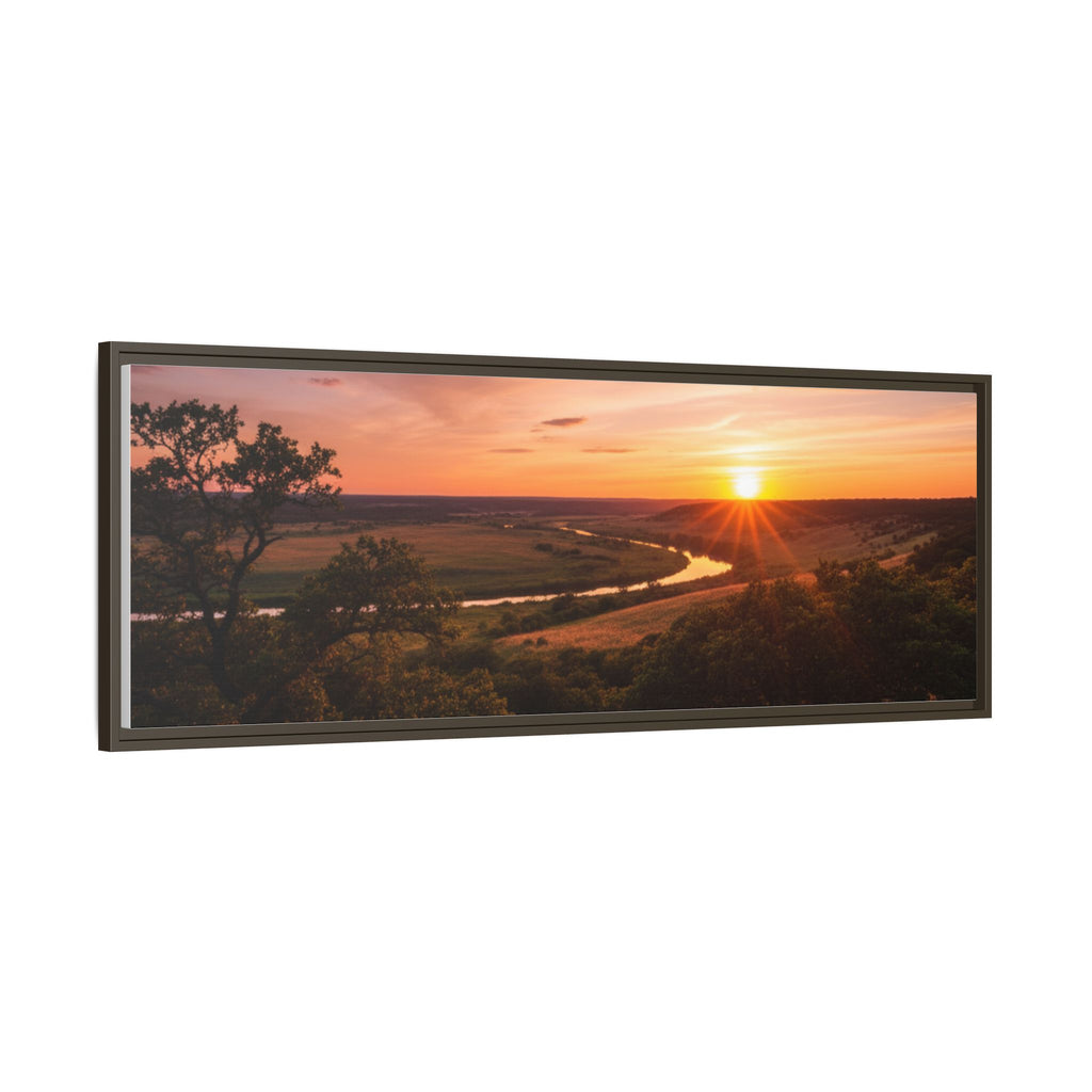 Sunset River Matte Canvas Framed Wall Art