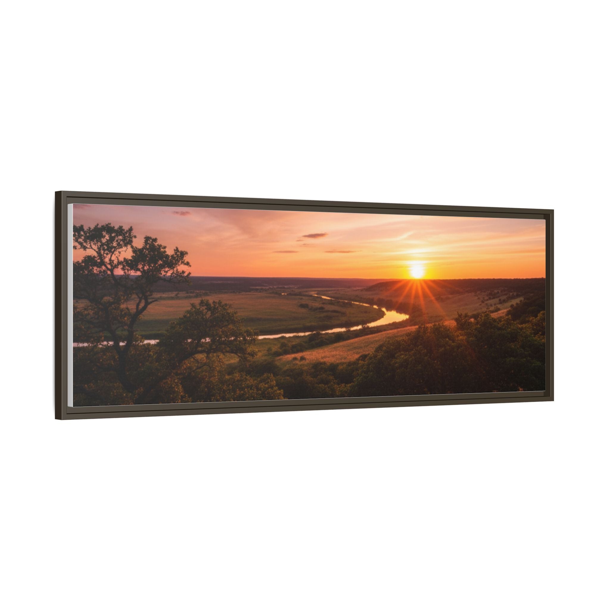 Sunset River Matte Canvas Framed Wall Art