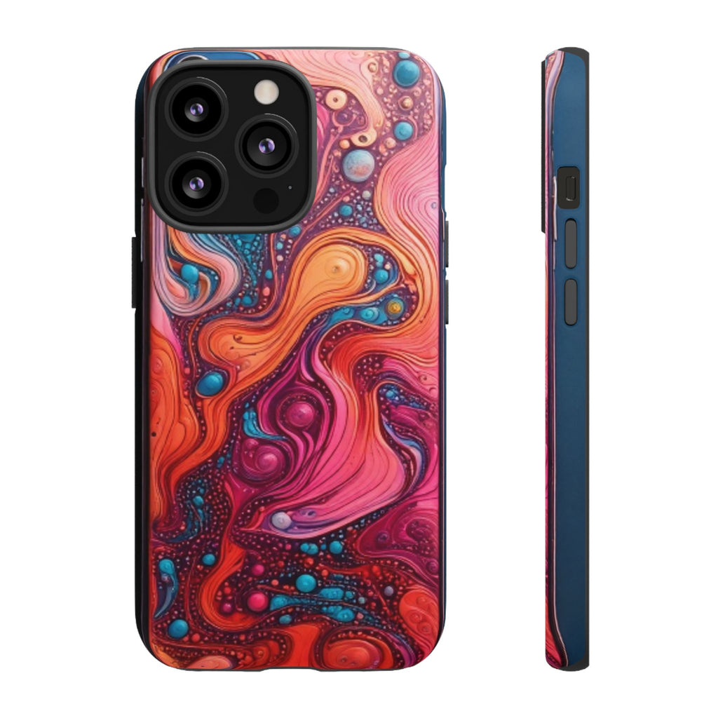 Abstract Swirl Tough Phone Case — Colorful Liquid Art Protective Cover