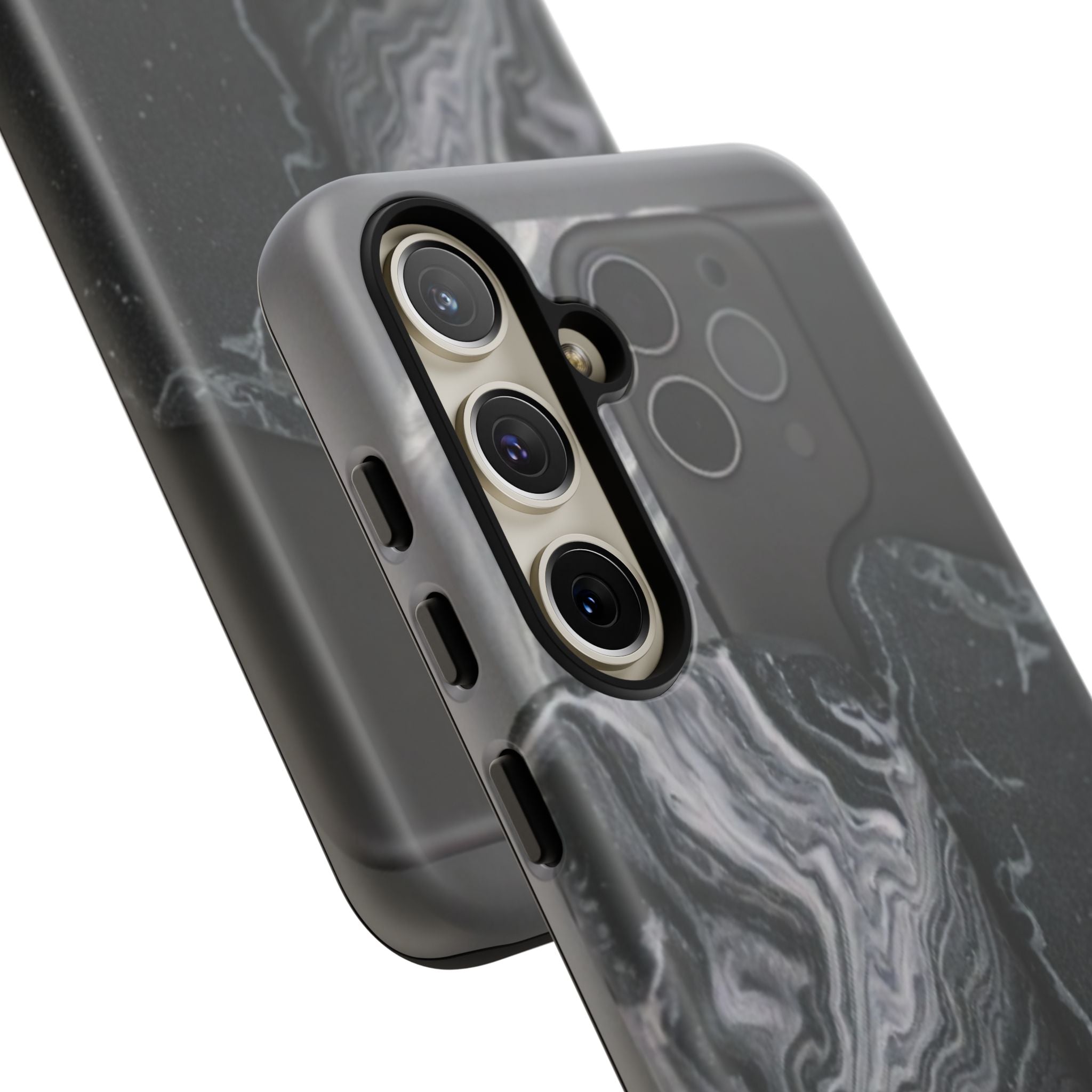 Black Marble Tough Phone Case — Protective iPhone Cover with Marble Texture