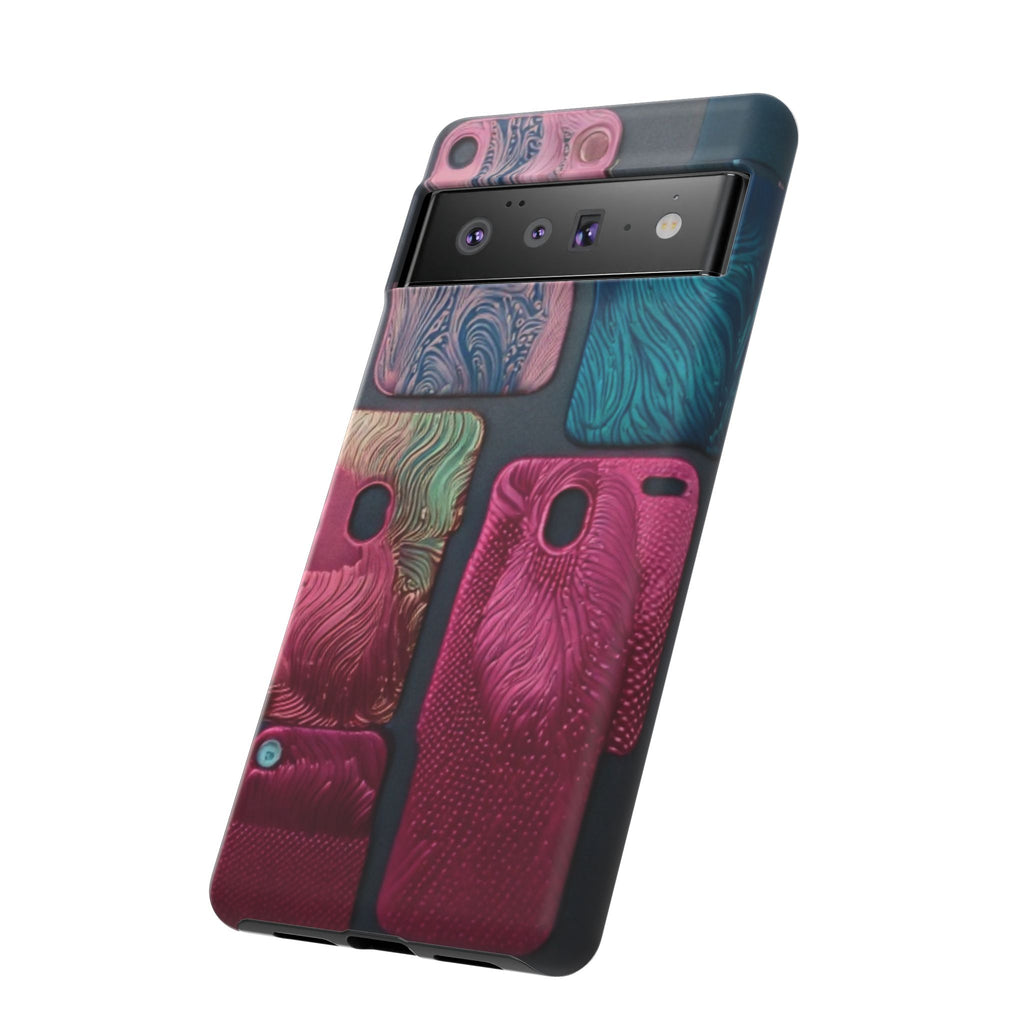 Tough Case - Colorful Textured Phone Case (Protective, Artistic Swirl Design)