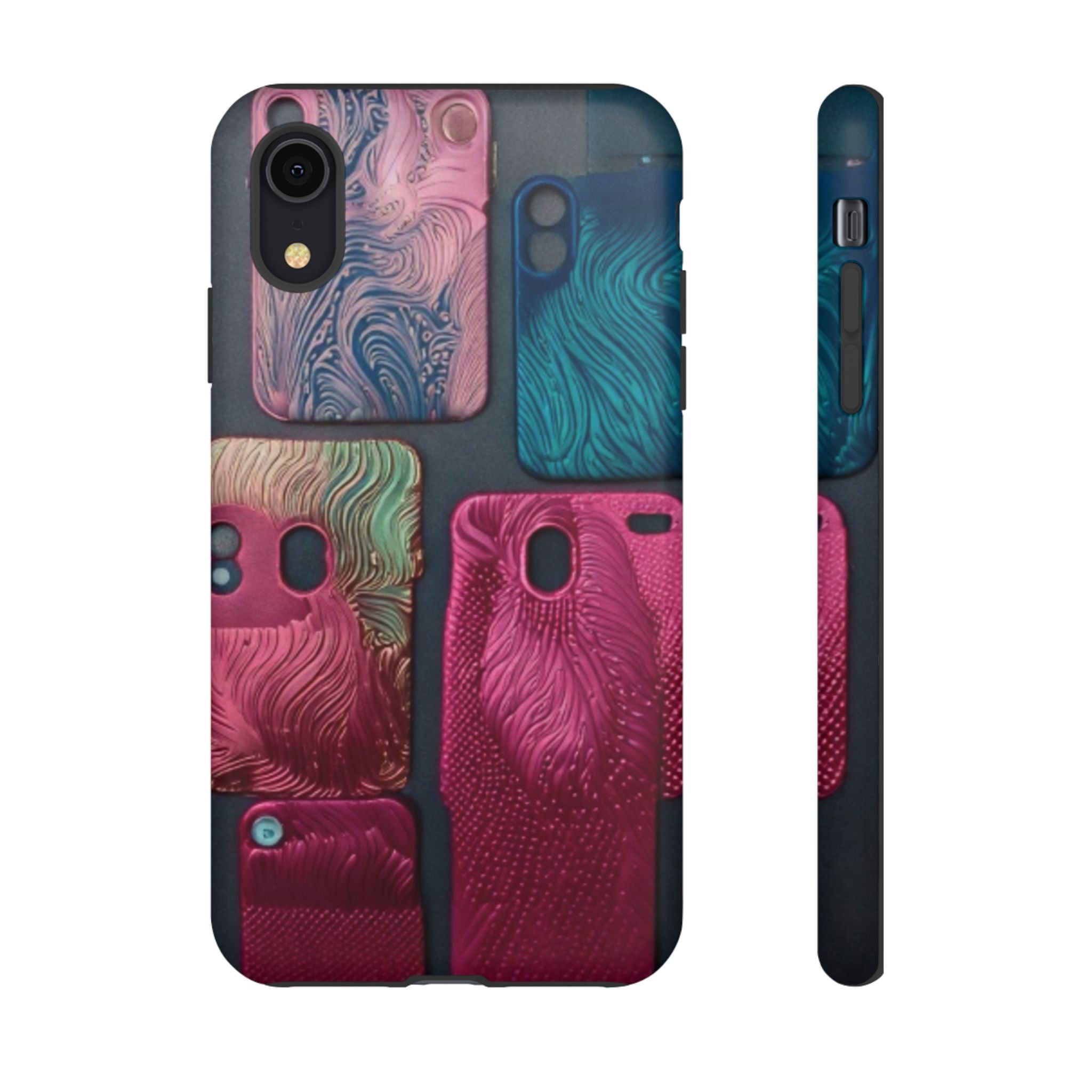 Tough Case - Colorful Textured Phone Case (Protective, Artistic Swirl Design)