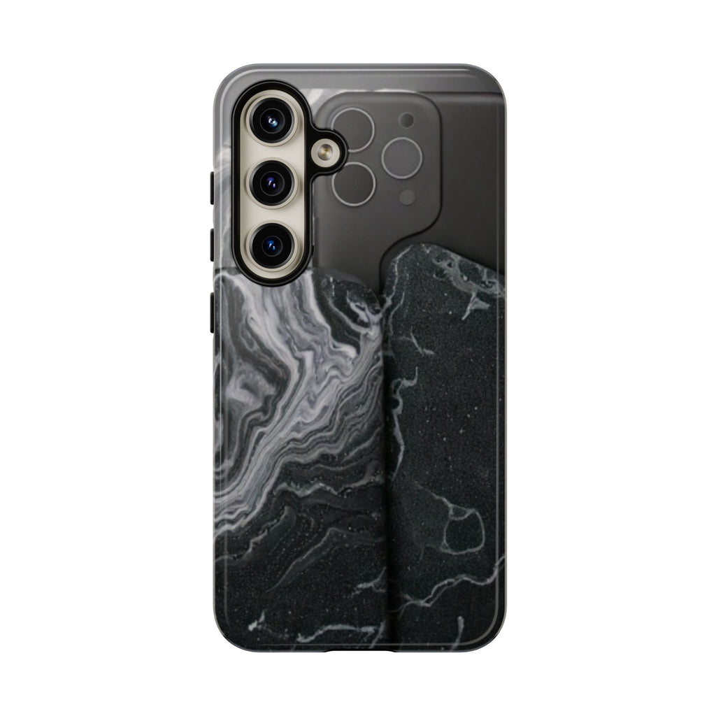 Black Marble Tough Phone Case — Protective iPhone Cover with Marble Texture