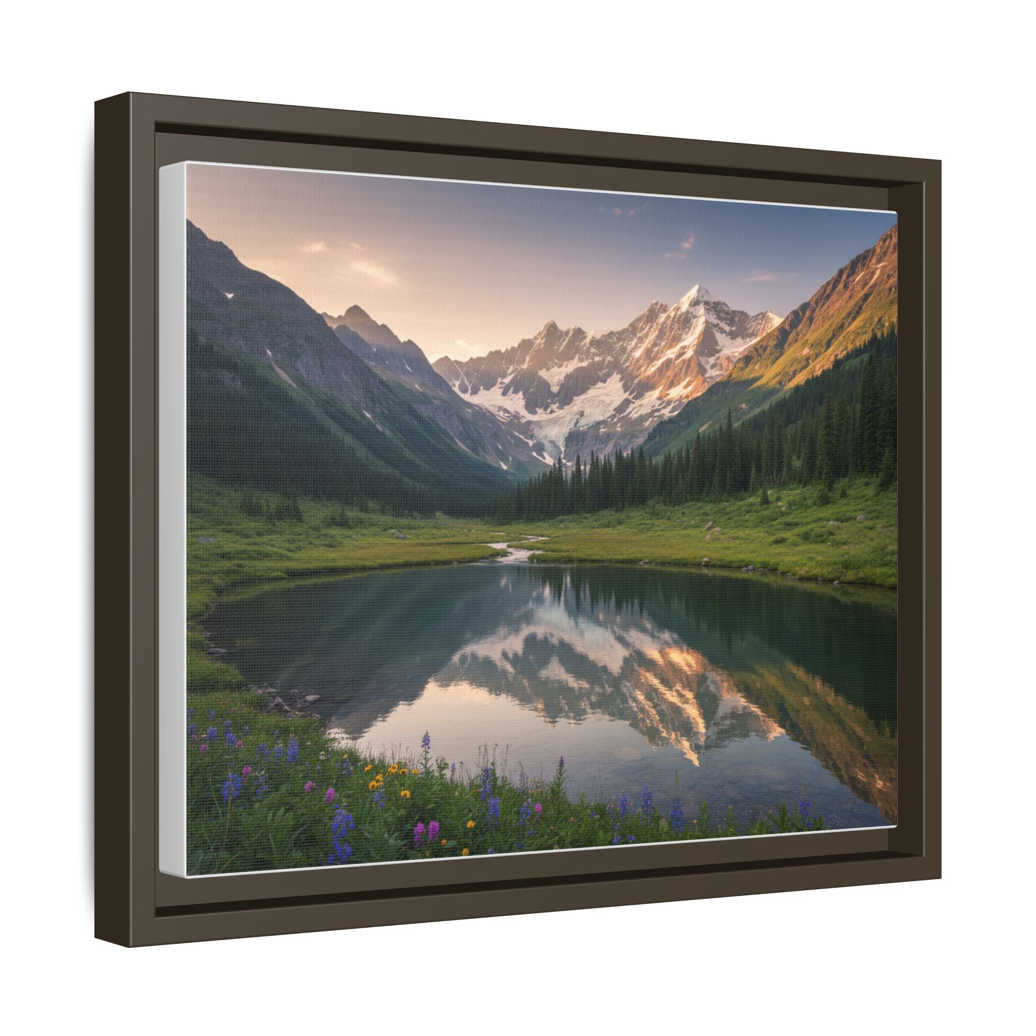 Matte Framed Canvas - Mountain Lake Landscape Wall Art