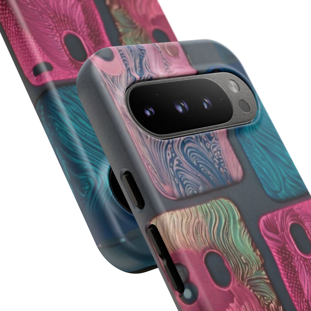 Tough Case - Colorful Textured Phone Case (Protective, Artistic Swirl Design)
