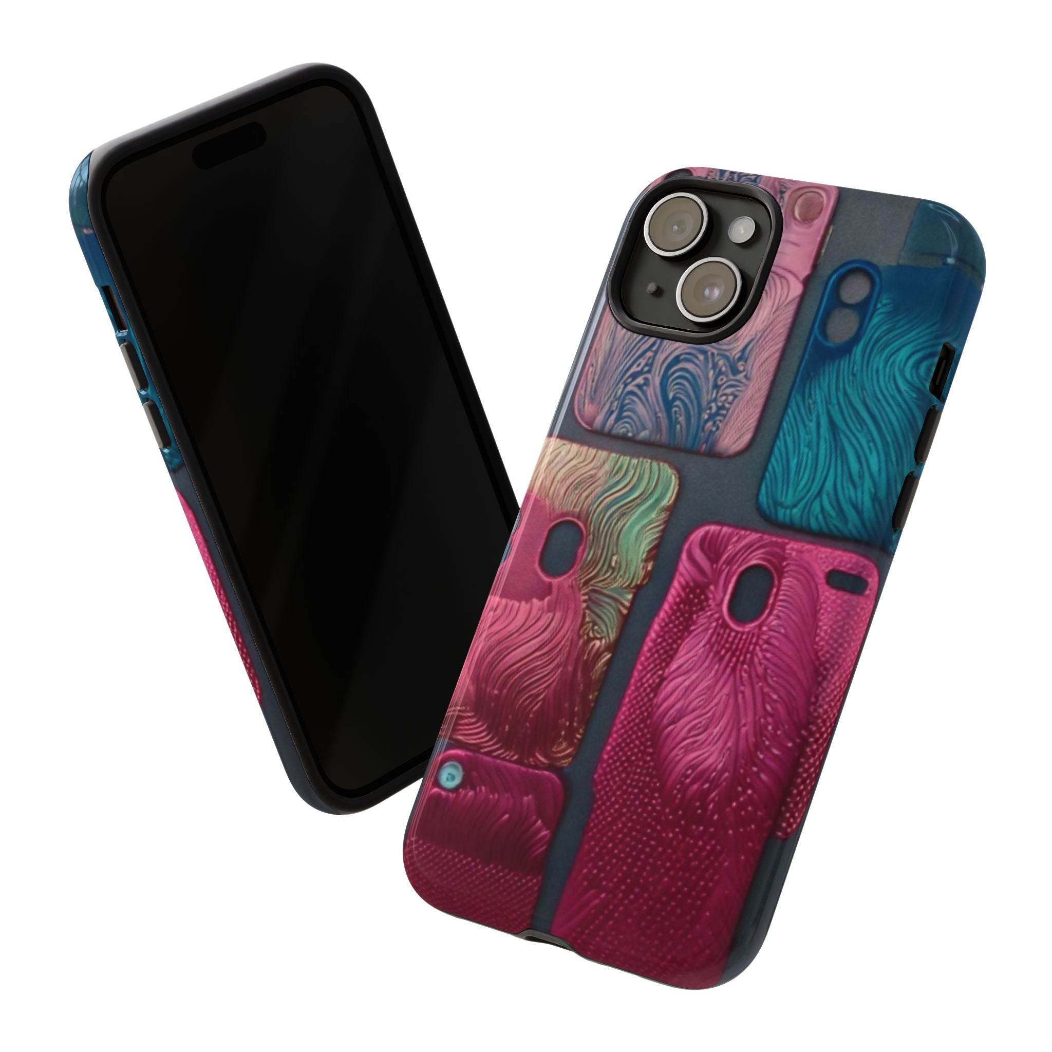 Tough Case - Colorful Textured Phone Case (Protective, Artistic Swirl Design)