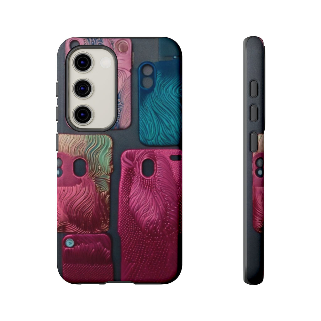 Tough Case - Colorful Textured Phone Case (Protective, Artistic Swirl Design)