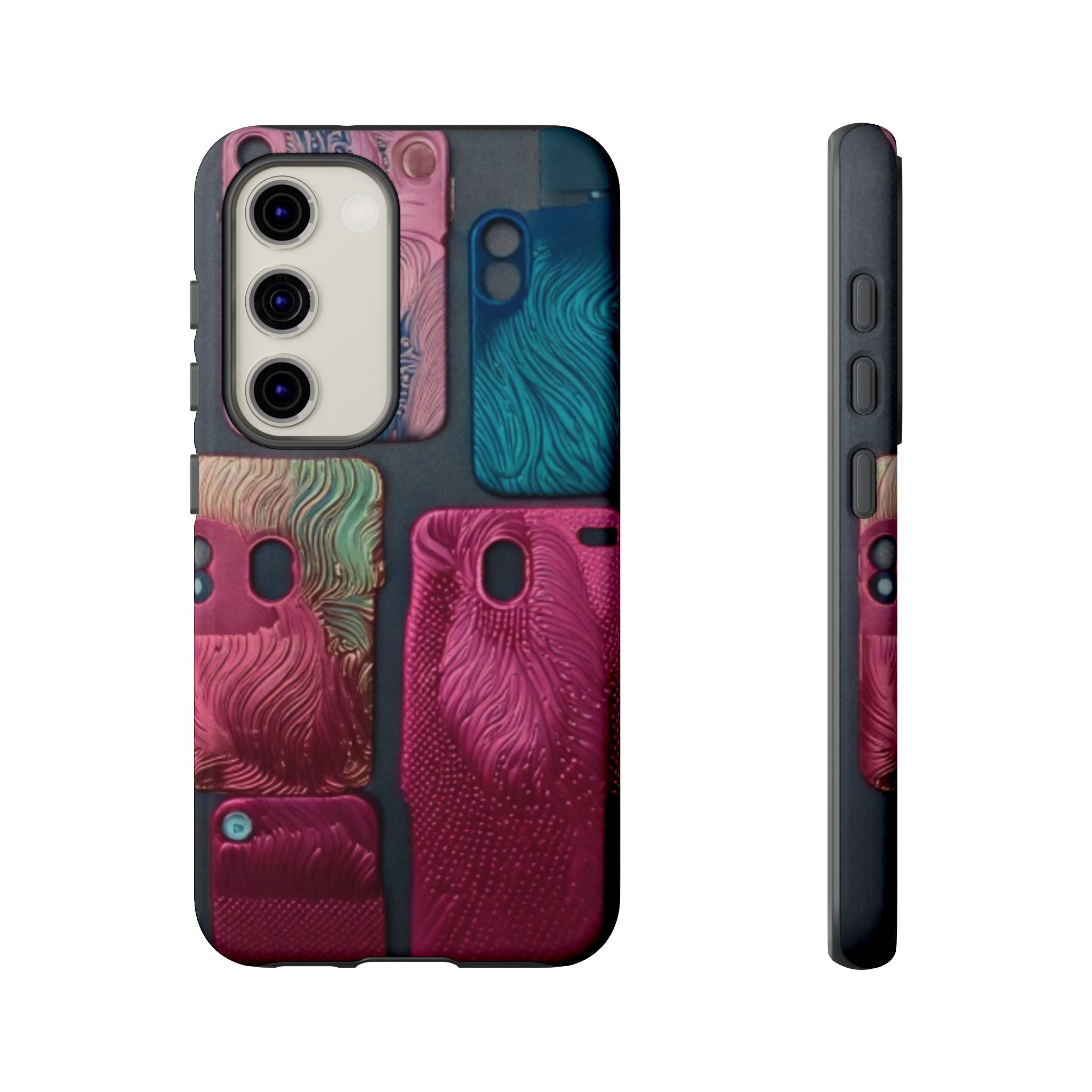 Tough Case - Colorful Textured Phone Case (Protective, Artistic Swirl Design)