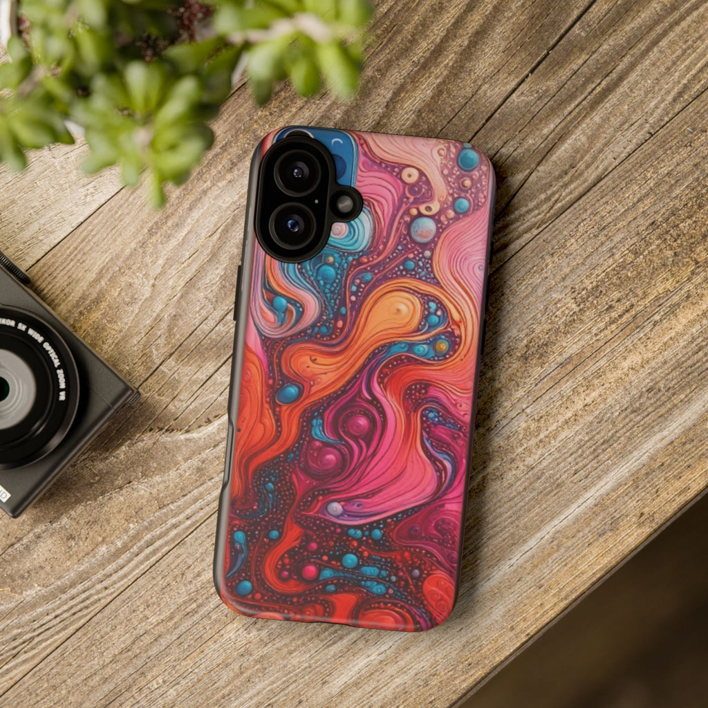 Abstract Swirl Tough Phone Case — Colorful Liquid Art Protective Cover