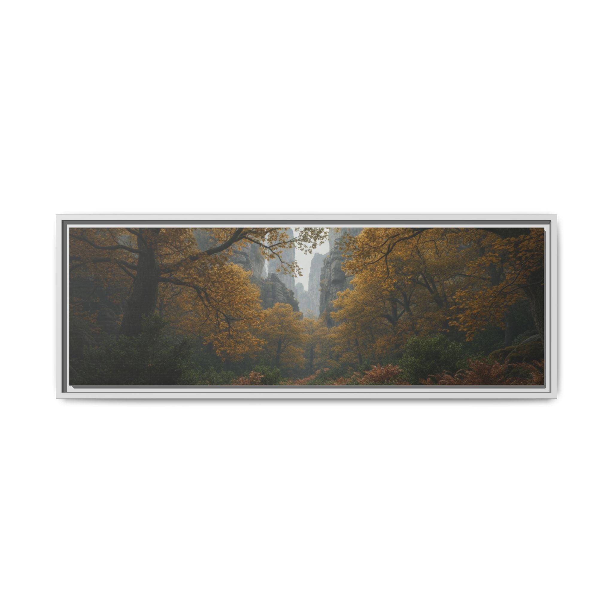 Autumn Forest Path Matte Canvas Print — Framed Wall Art