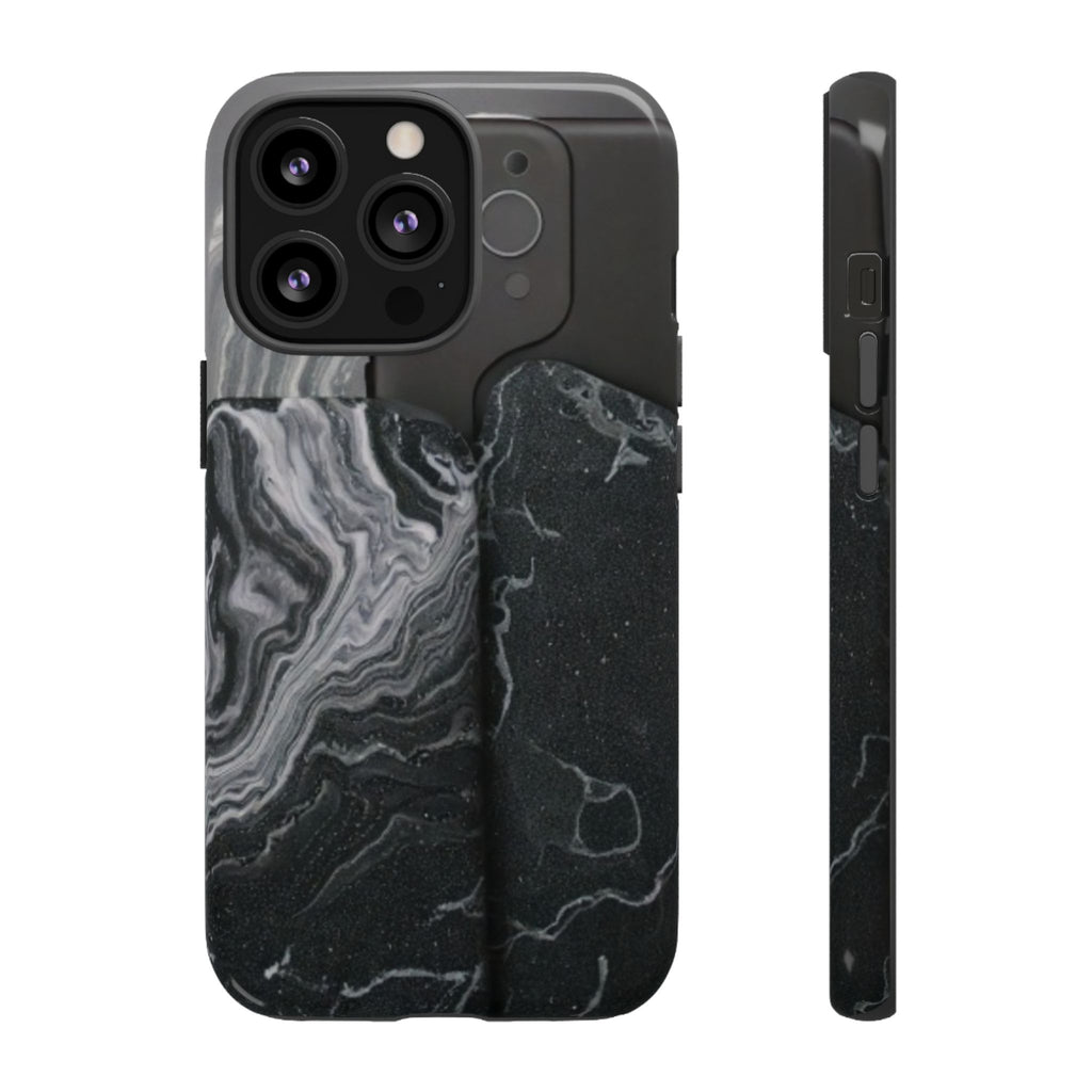 Black Marble Tough Phone Case — Protective iPhone Cover with Marble Texture