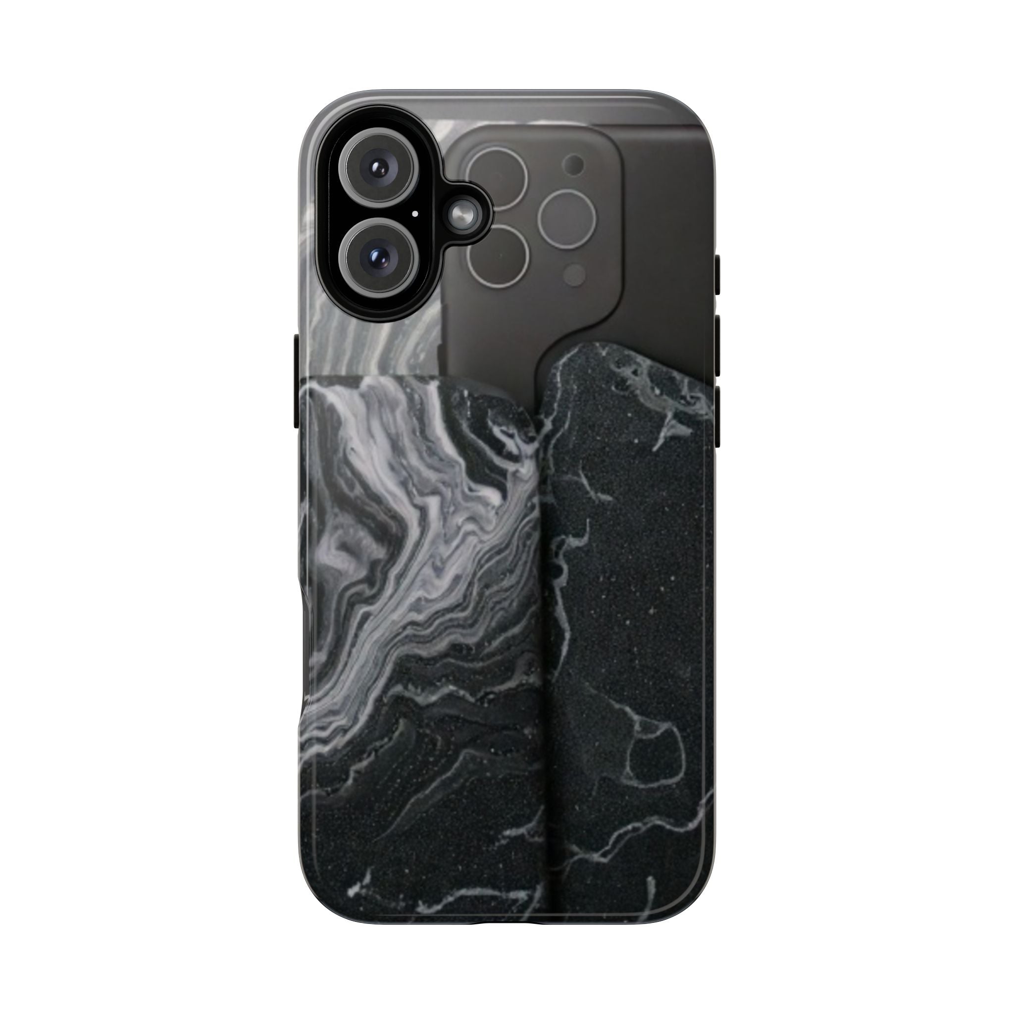 Black Marble Tough Phone Case — Protective iPhone Cover with Marble Texture