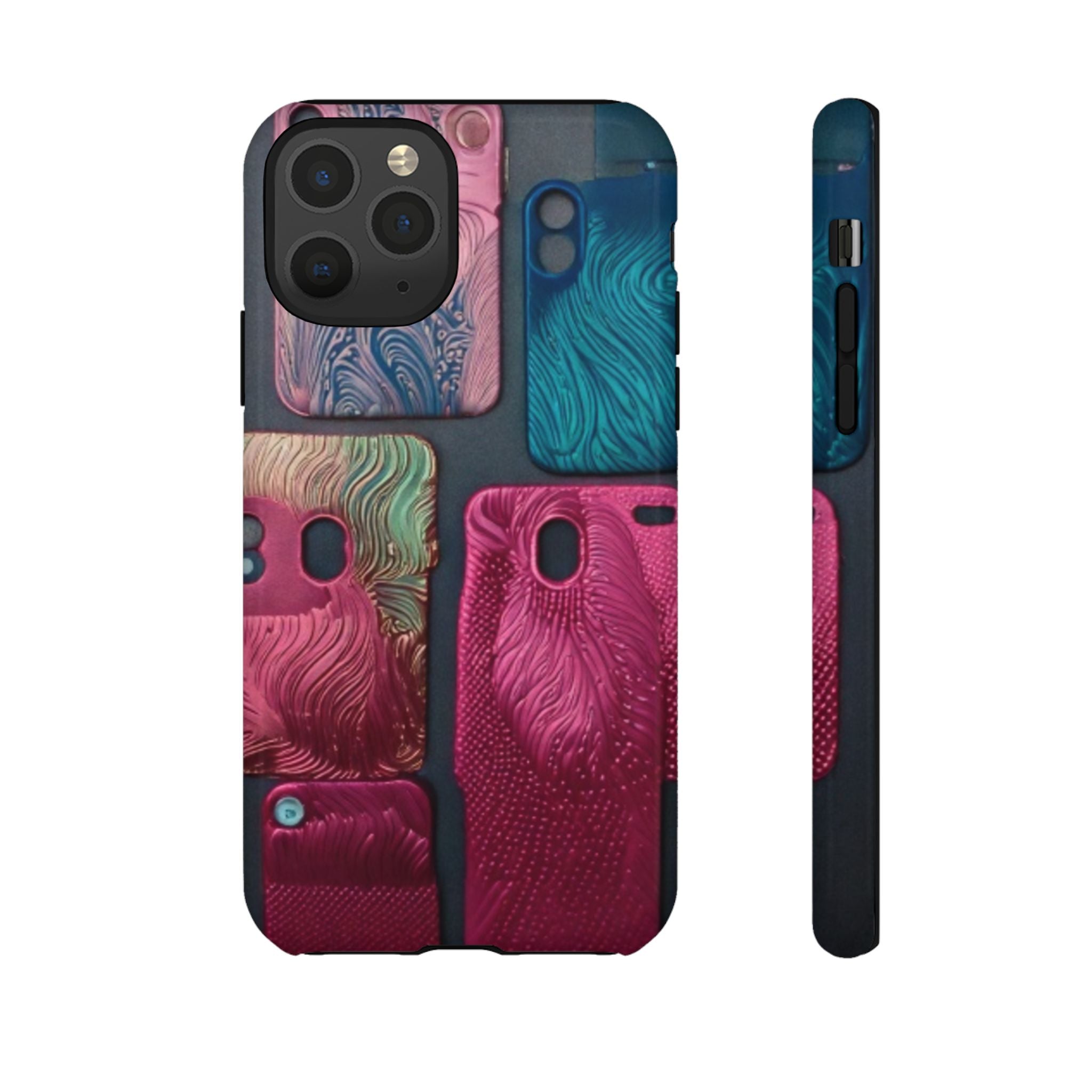 Tough Case - Colorful Textured Phone Case (Protective, Artistic Swirl Design)
