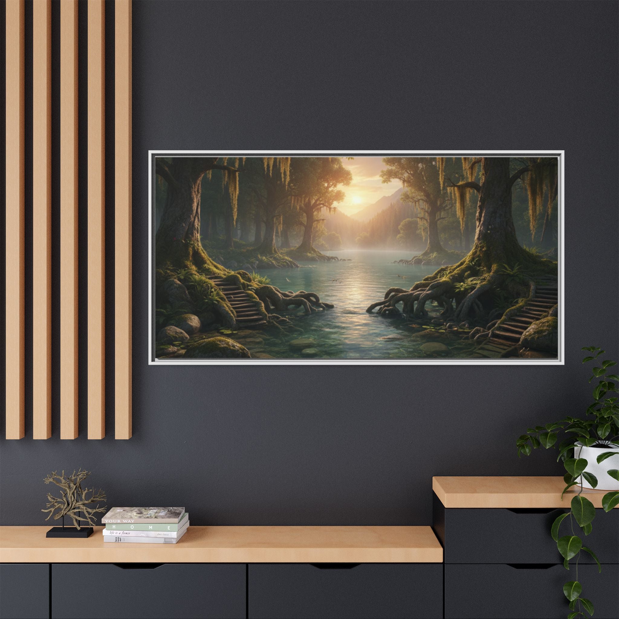 Framed Matte Canvas Art - Step In To The Water