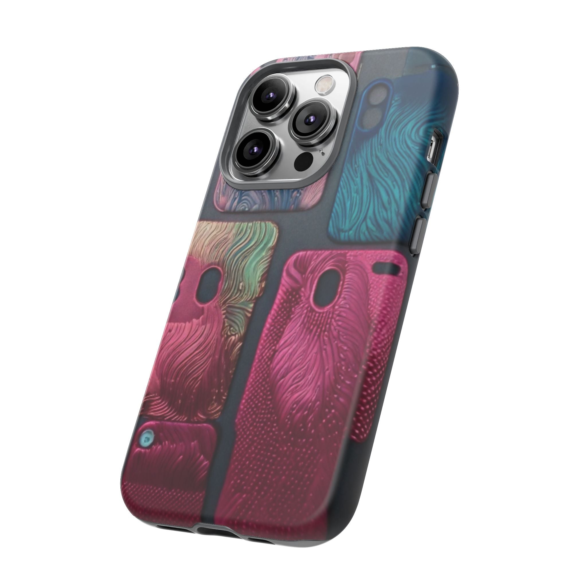 Tough Case - Colorful Textured Phone Case (Protective, Artistic Swirl Design)