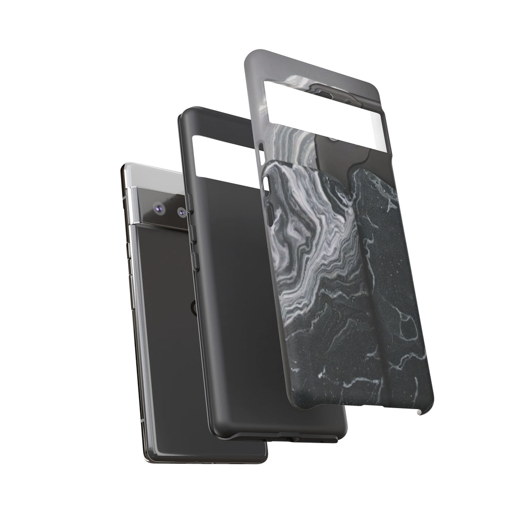 Black Marble Tough Phone Case — Protective iPhone Cover with Marble Texture