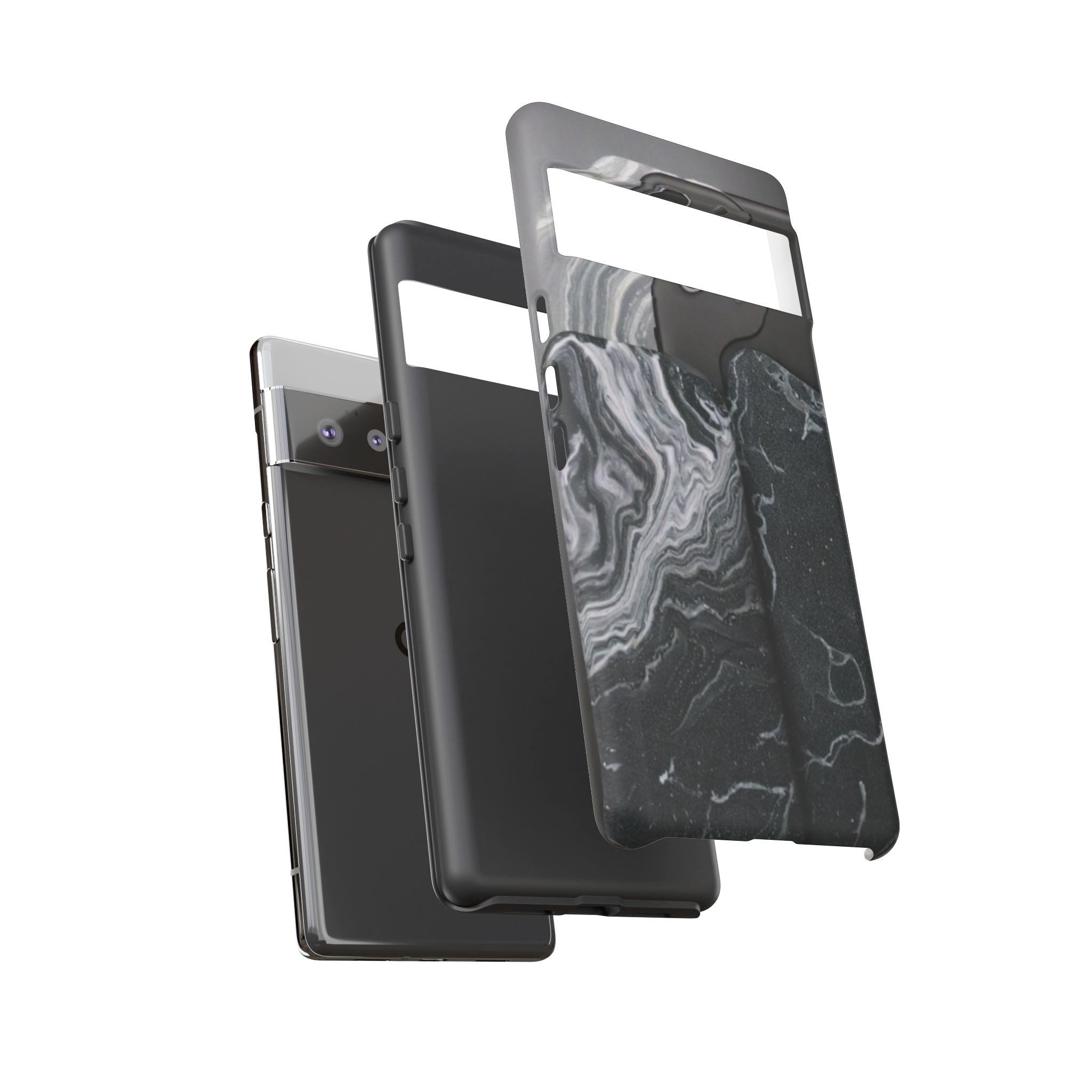 Black Marble Tough Phone Case — Protective iPhone Cover with Marble Texture