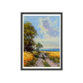 Framed Countryside Landscape Poster — Rustic Wooden Frame Wall Art