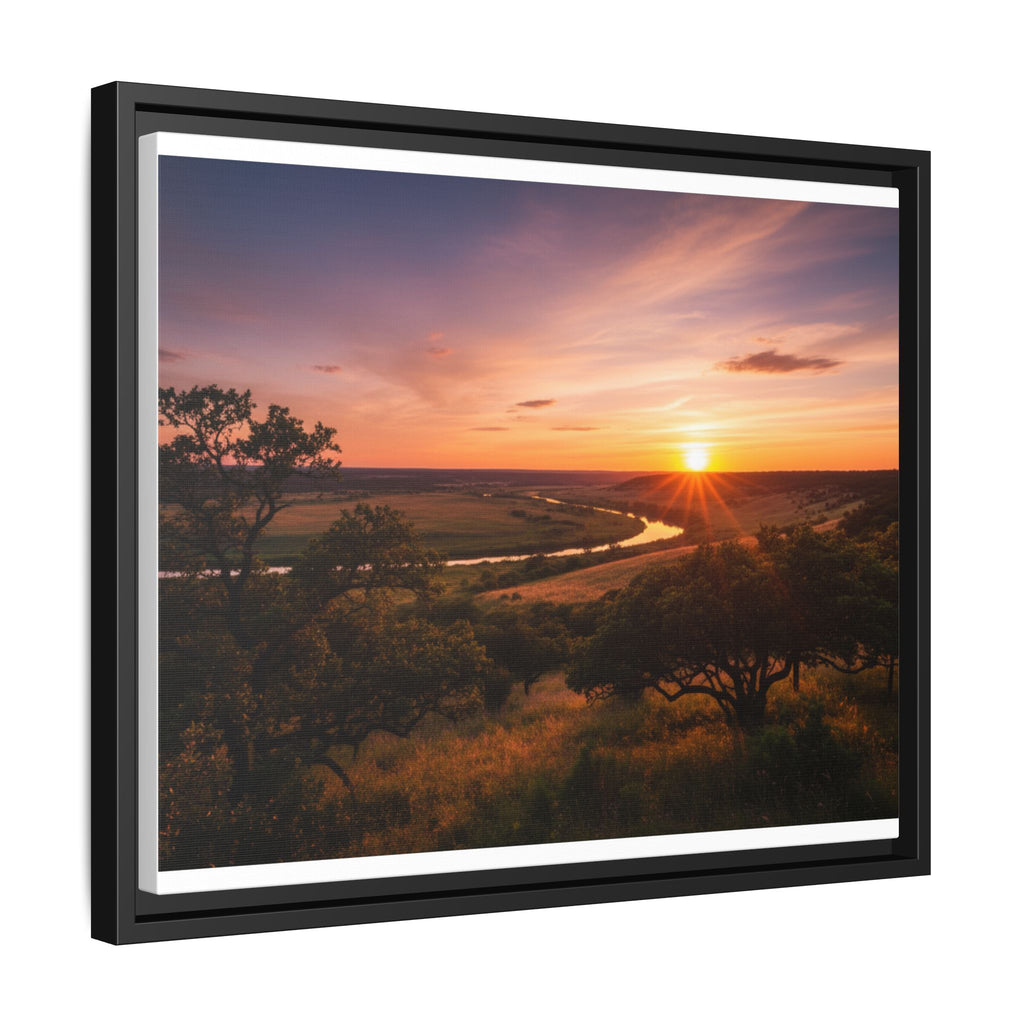 Sunset River Matte Canvas Framed Wall Art