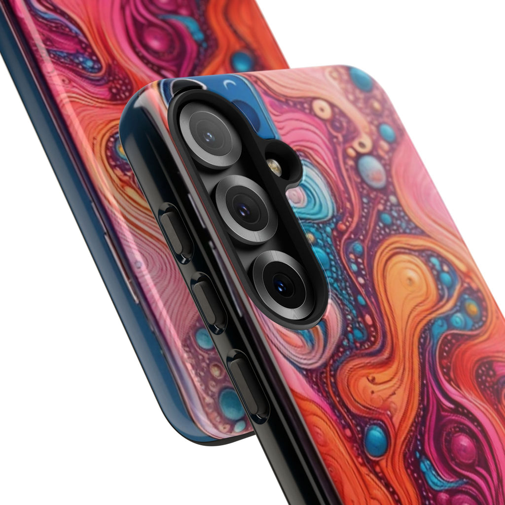 Abstract Swirl Tough Phone Case — Colorful Liquid Art Protective Cover