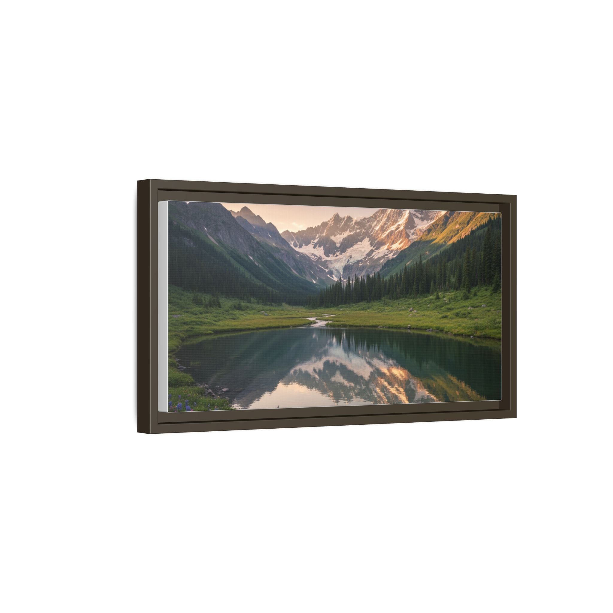 Matte Framed Canvas - Mountain Lake Landscape Wall Art