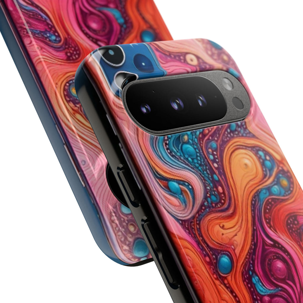 Abstract Swirl Tough Phone Case — Colorful Liquid Art Protective Cover