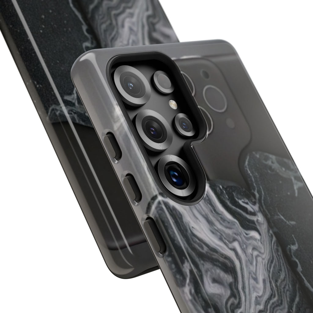 Black Marble Tough Phone Case — Protective iPhone Cover with Marble Texture