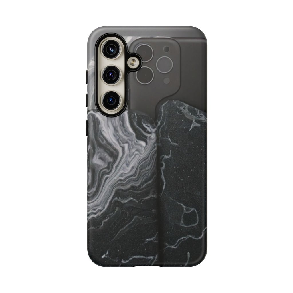 Black Marble Tough Phone Case — Protective iPhone Cover with Marble Texture