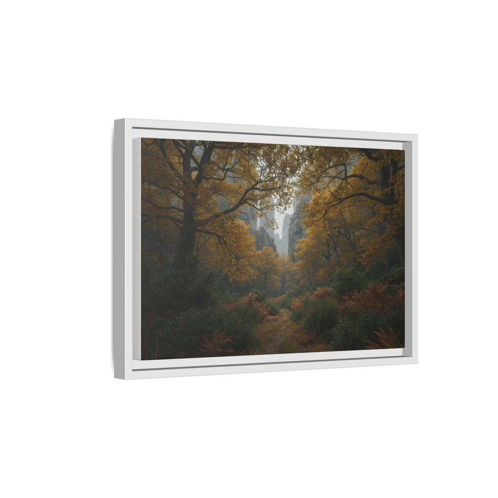 Autumn Forest Path Matte Canvas Print — Framed Wall Art