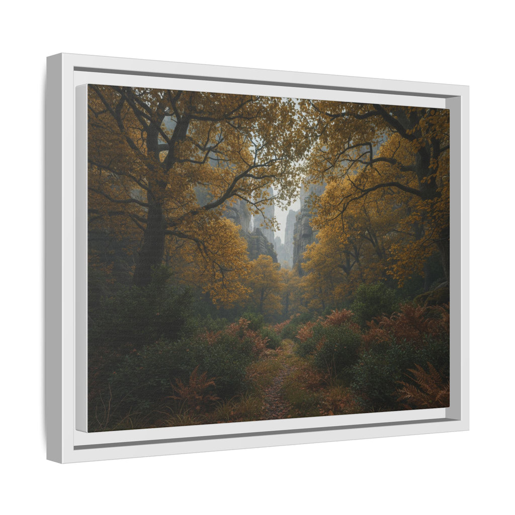 Autumn Forest Path Matte Canvas Print — Framed Wall Art