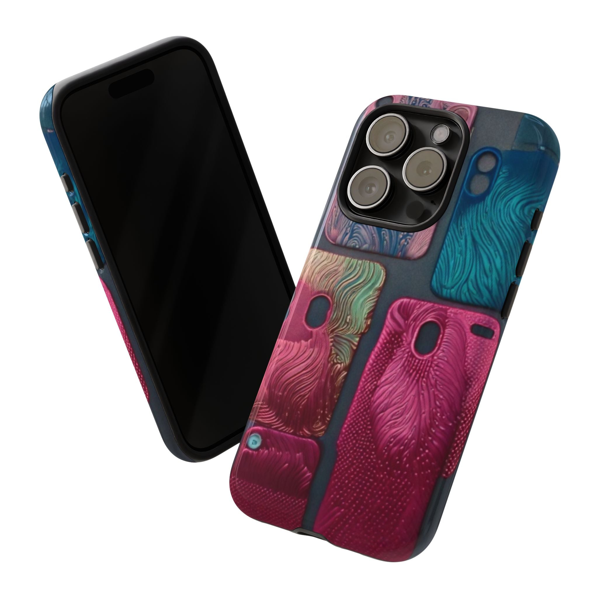 Tough Case - Colorful Textured Phone Case (Protective, Artistic Swirl Design)