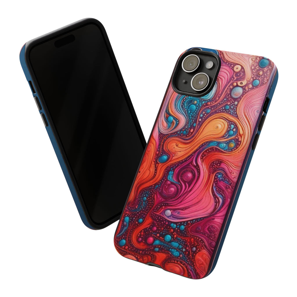 Abstract Swirl Tough Phone Case — Colorful Liquid Art Protective Cover