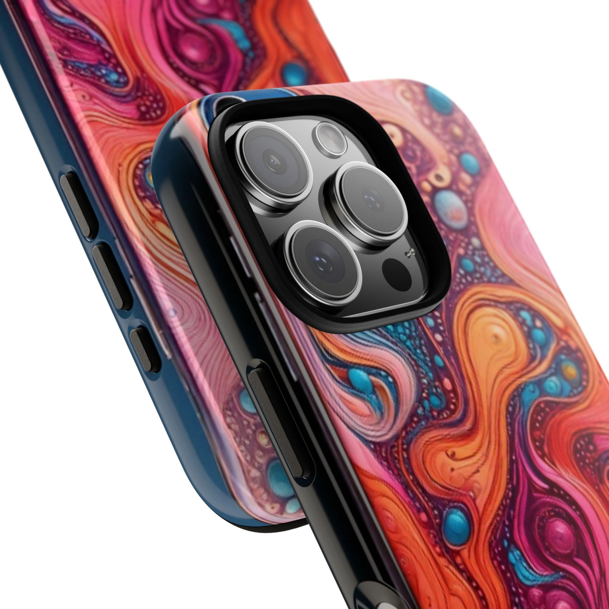 Abstract Swirl Tough Phone Case — Colorful Liquid Art Protective Cover