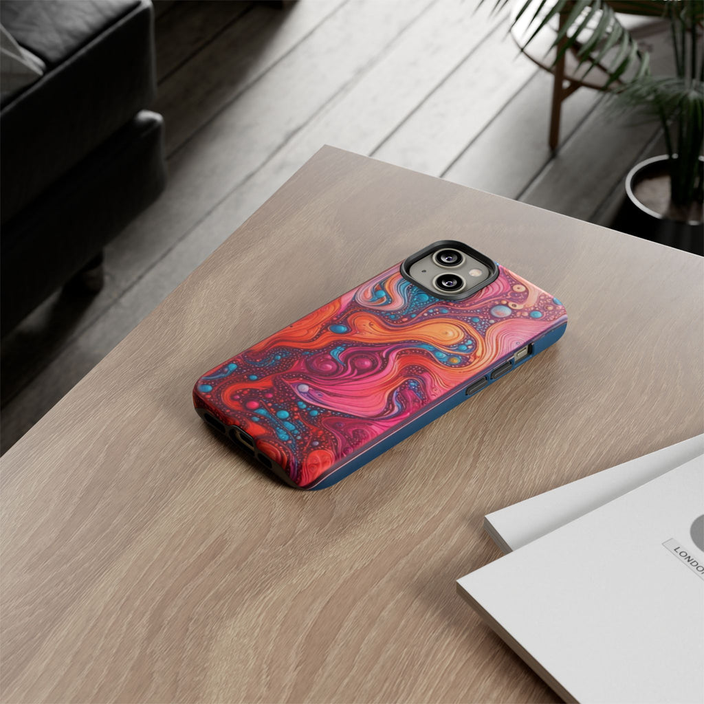 Abstract Swirl Tough Phone Case — Colorful Liquid Art Protective Cover