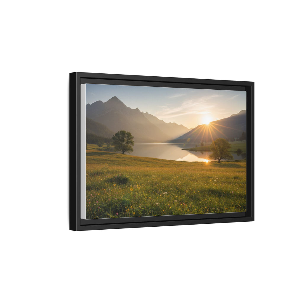 Sunrise Mountain Lake Matte Canvas — Framed Landscape Wall Art