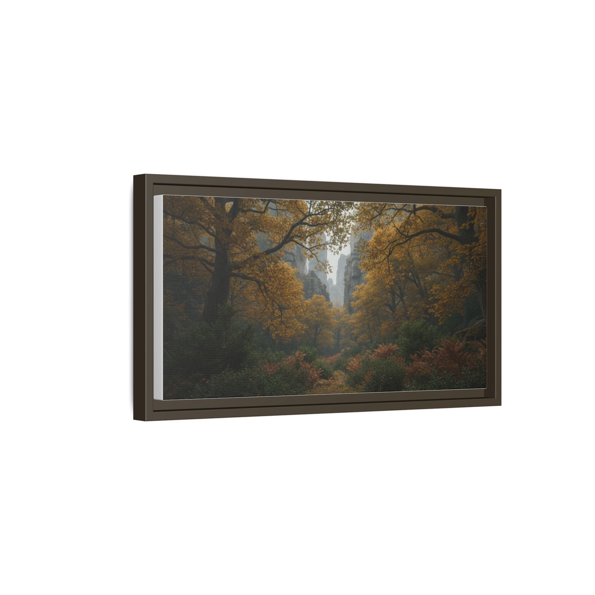 Autumn Forest Path Matte Canvas Print — Framed Wall Art