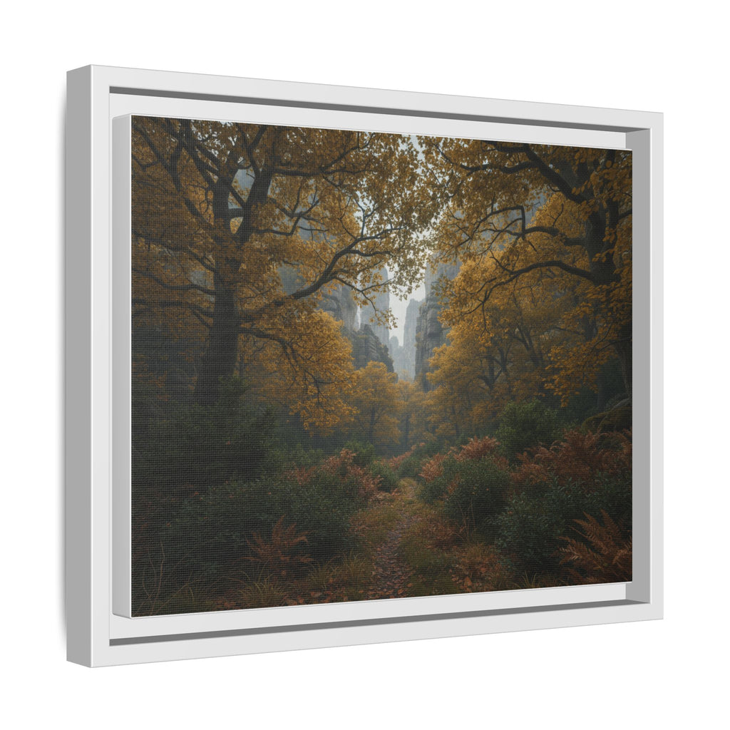 Autumn Forest Path Matte Canvas Print — Framed Wall Art