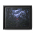 Dark Storm Forest Framed Canvas Print — Lightning, Haunted Castle Art