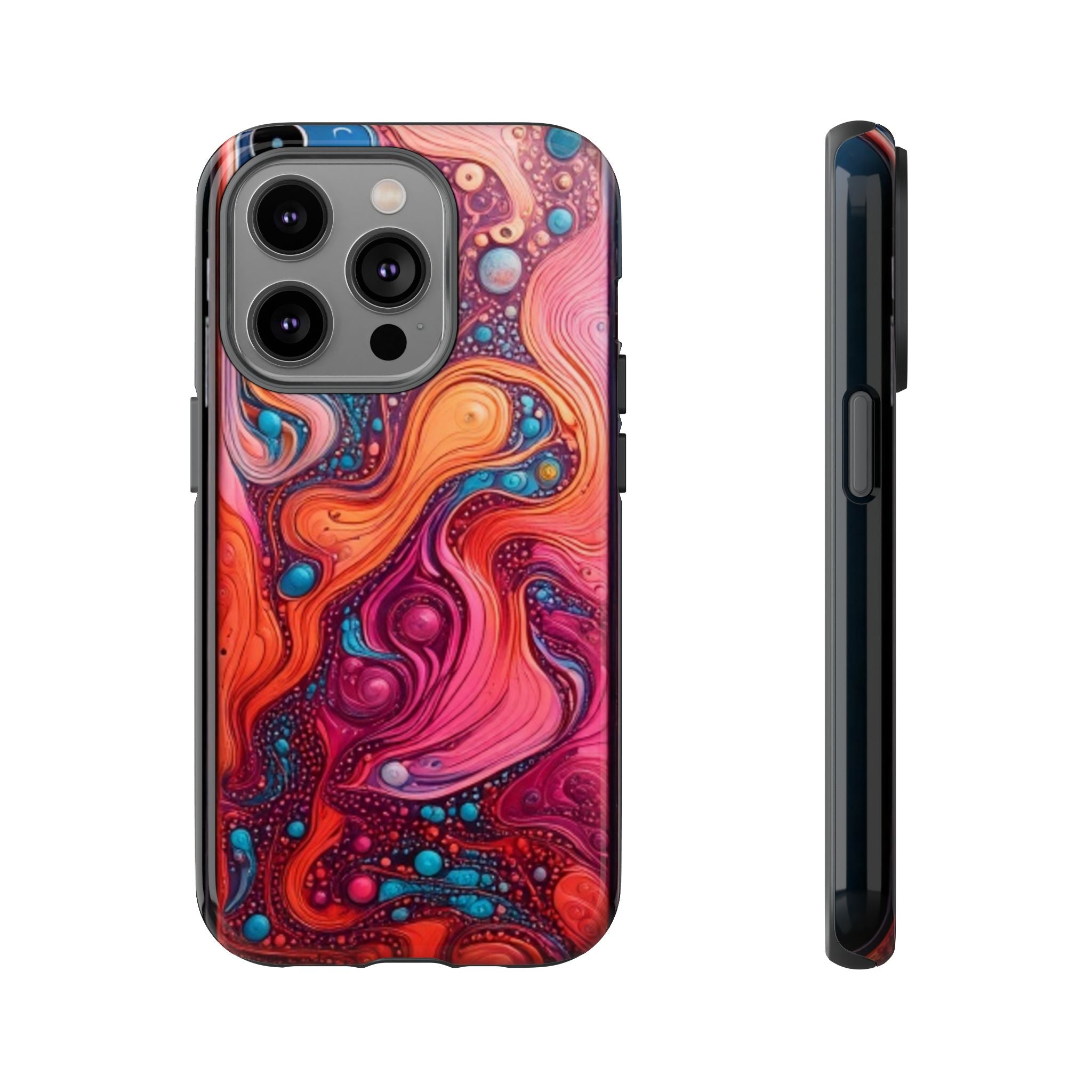 Abstract Swirl Tough Phone Case — Colorful Liquid Art Protective Cover