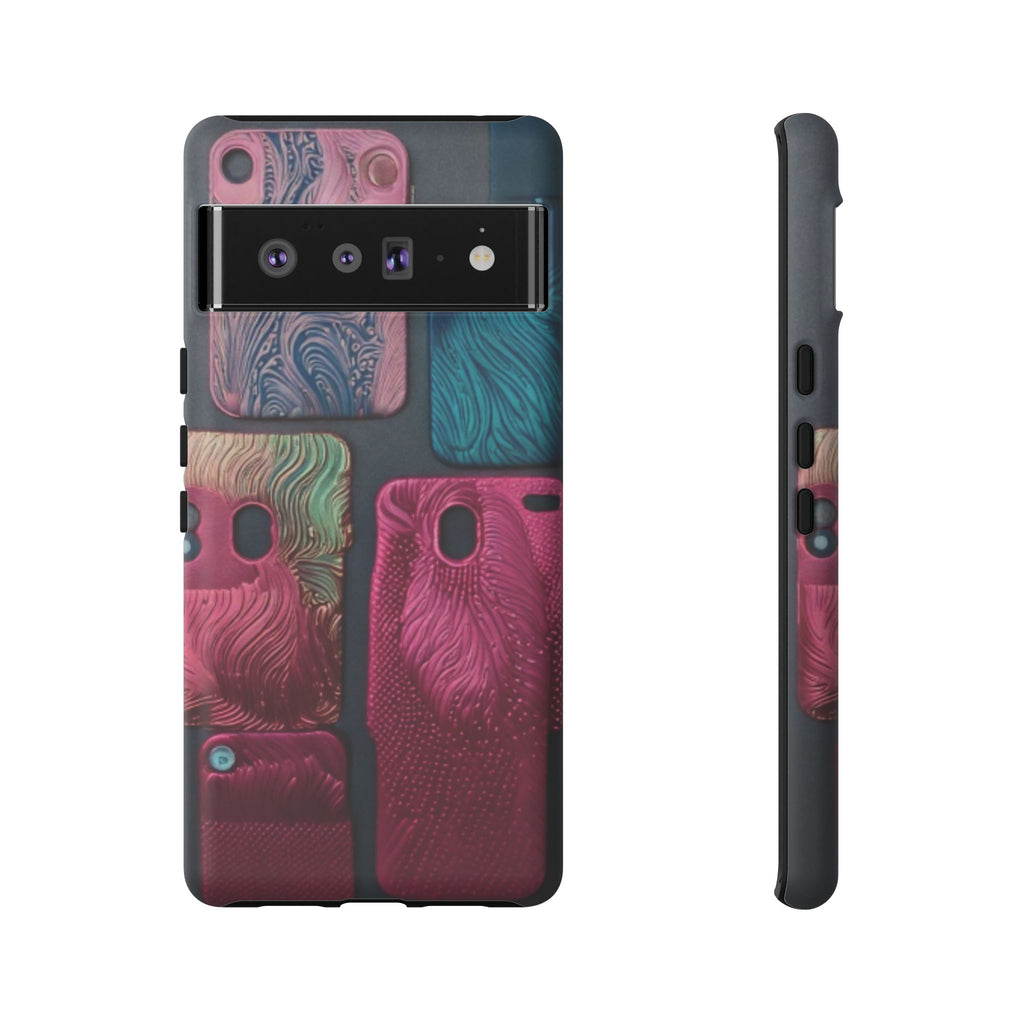 Tough Case - Colorful Textured Phone Case (Protective, Artistic Swirl Design)