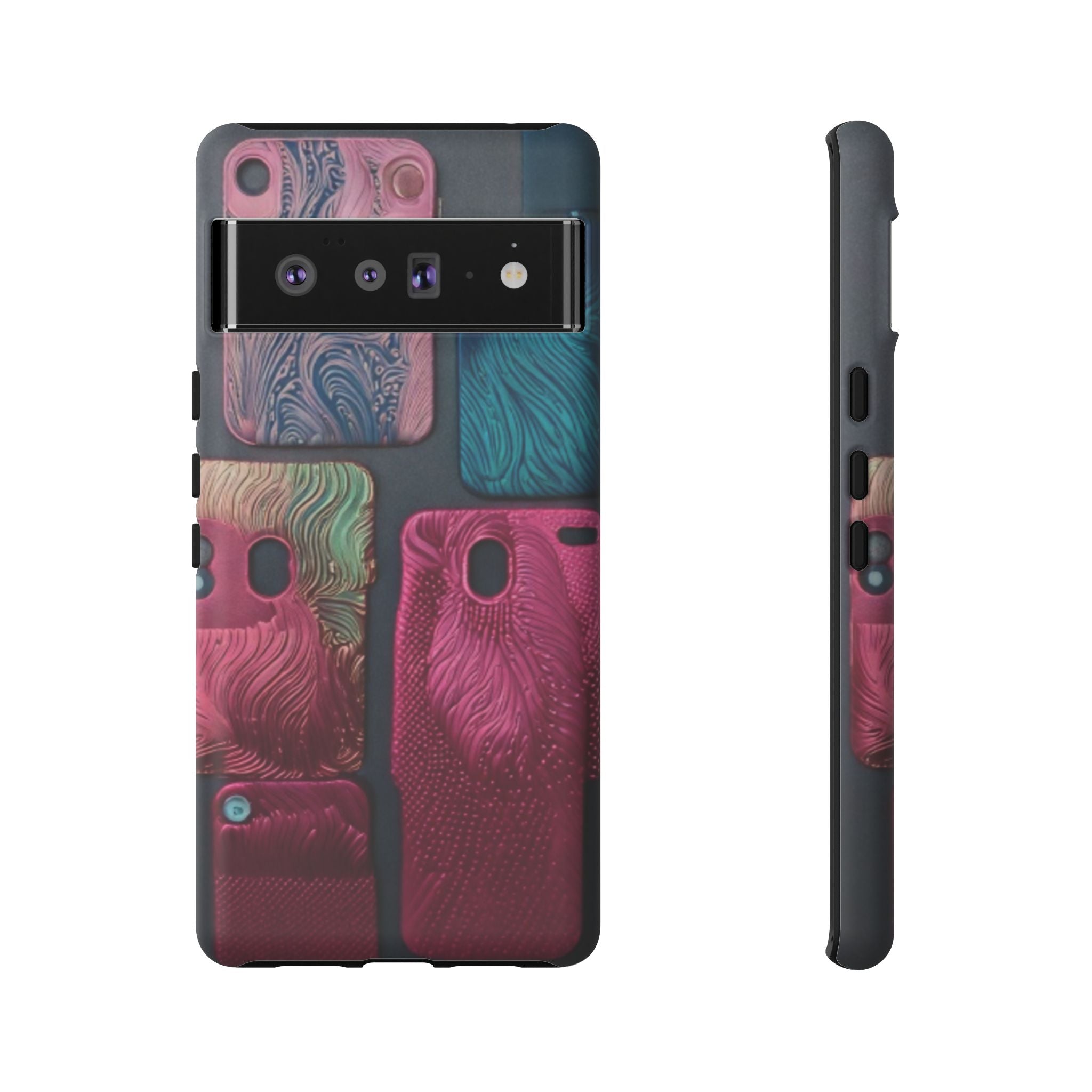 Tough Case - Colorful Textured Phone Case (Protective, Artistic Swirl Design)