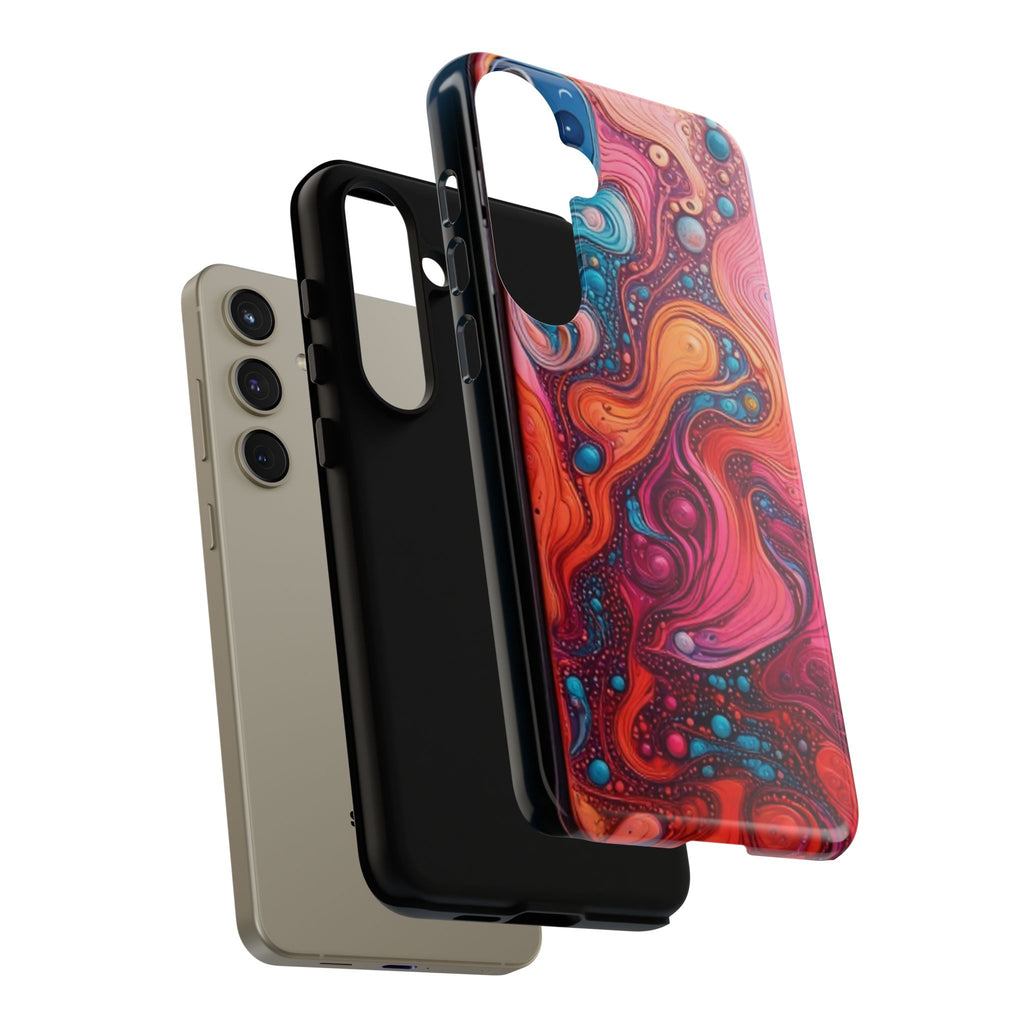 Abstract Swirl Tough Phone Case — Colorful Liquid Art Protective Cover